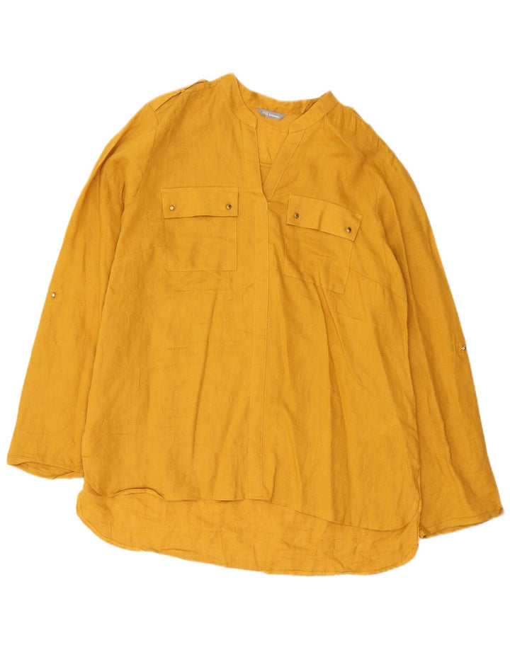 Top in camicetta da donna Marks & Spencer UK 14 grande lino giallo
