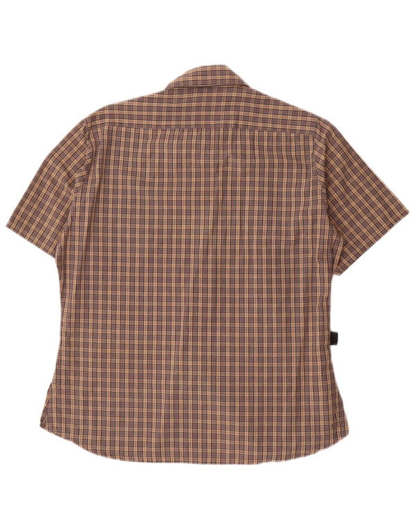 Camicia a maniche corte da donna Barbour UK 14 cotone a quadri marroni grandi