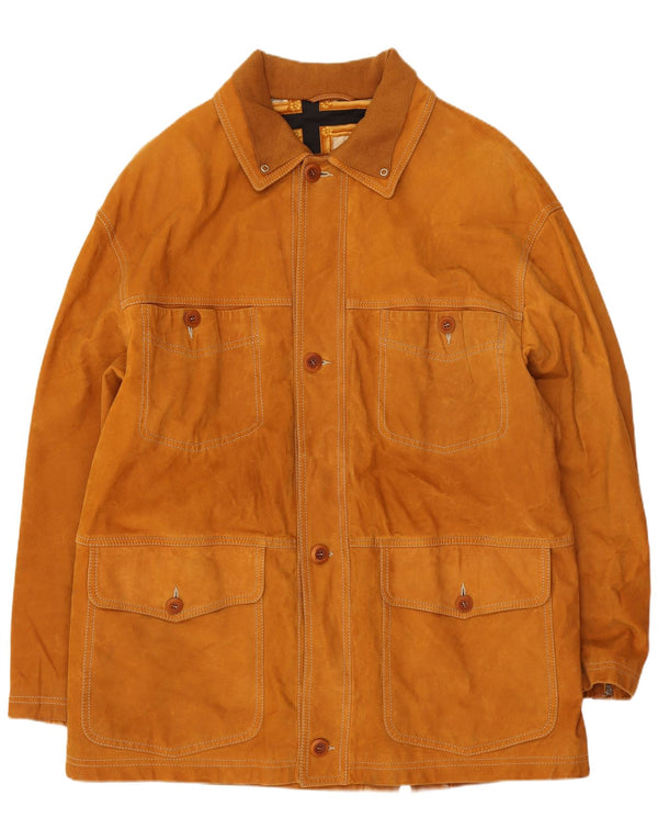 Lavorazione Artigiana Giacca Uomo in Camoscio IT 50 Large Pelle Beige