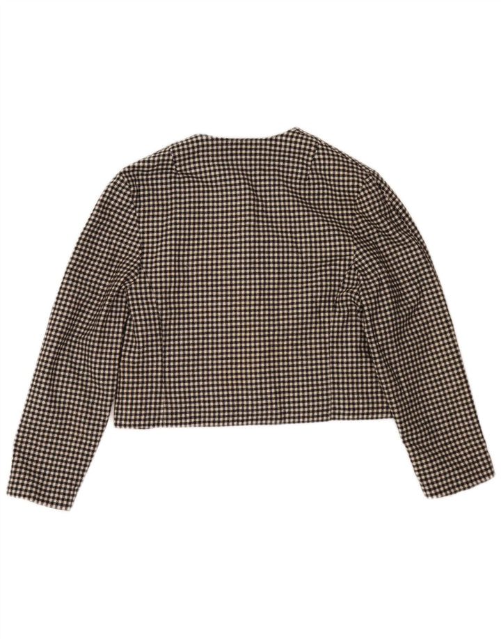 Giacca Bolero vintage da donna UK 12 media lana pied de poule nera