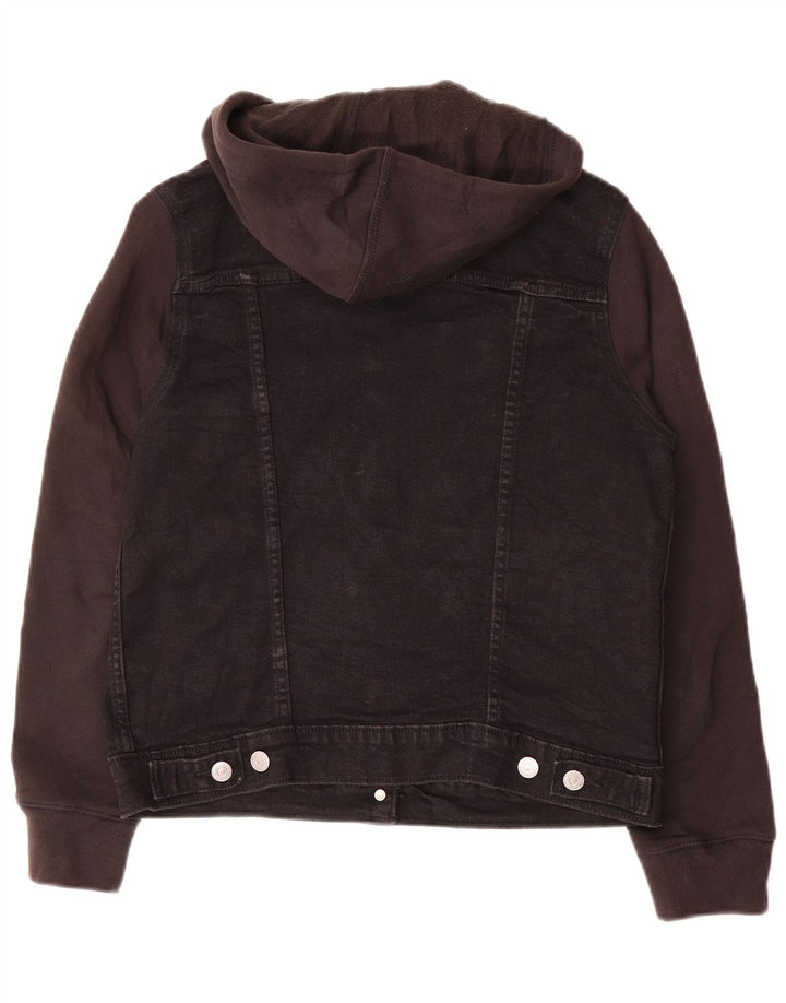 Giacca di jeans con cappuccio da donna Levi's UK 14 cotone nero medio