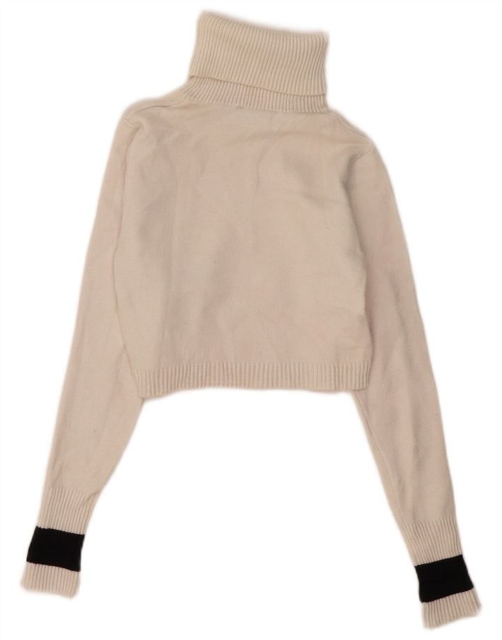 Maglione corto da donna Zara con collo alto, UK 12, blocco colore bianco medio