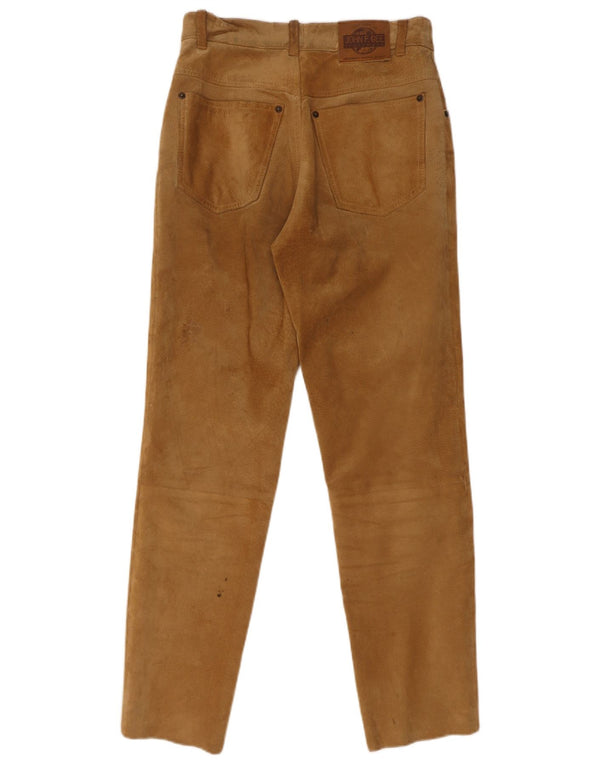 Pantaloni slim in pelle scamosciata da donna John F Gee IT 42 Medium W28 L28 Beige