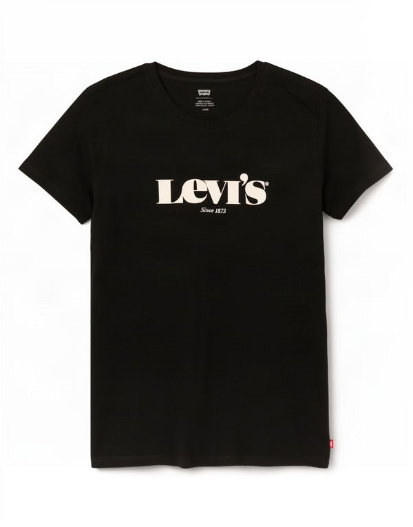 T-shirt grafica da donna Levi's Top UK 14 grande cotone nero