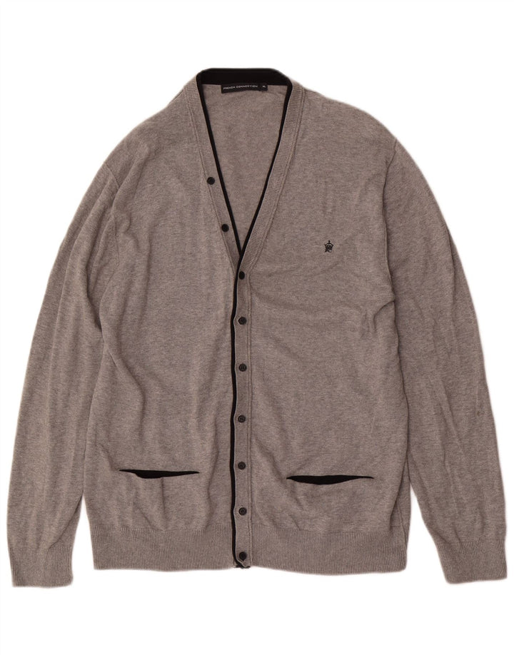 Maglione cardigan da uomo French Connection XL in cotone grigio