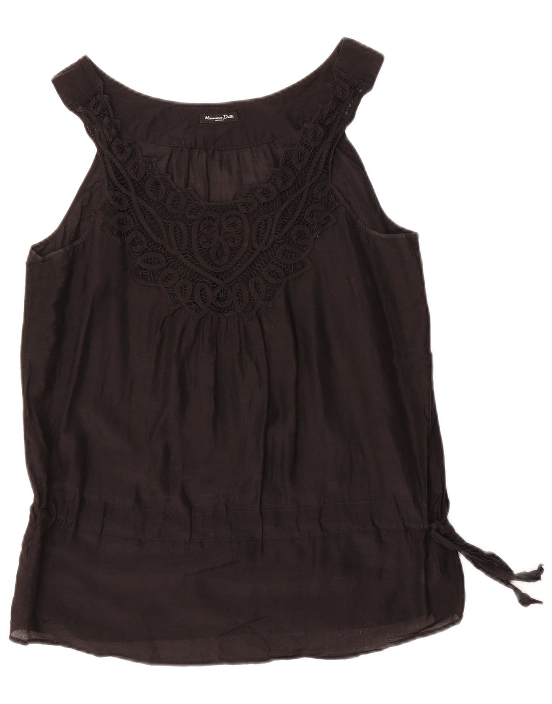 MASSIMO DUTTI Camicetta senza maniche da donna UK 18 XL Cotone nero