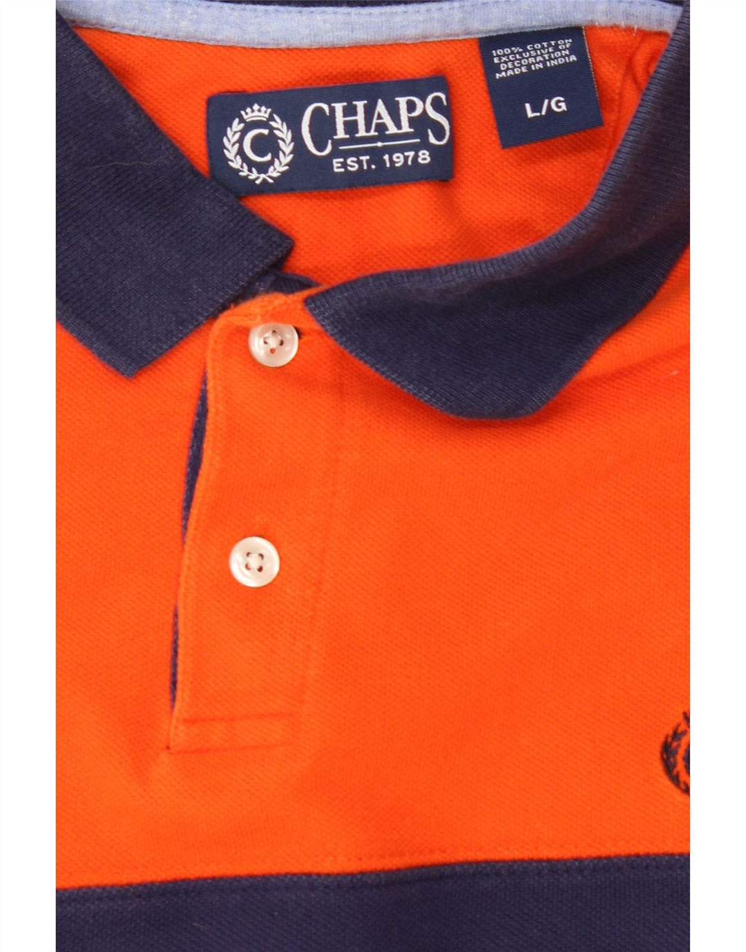 CHAPS Mens Polo Shirt Large Orange Colourblock Cotton Vintage Chaps and Second-Hand Chaps from Messina Hembry 