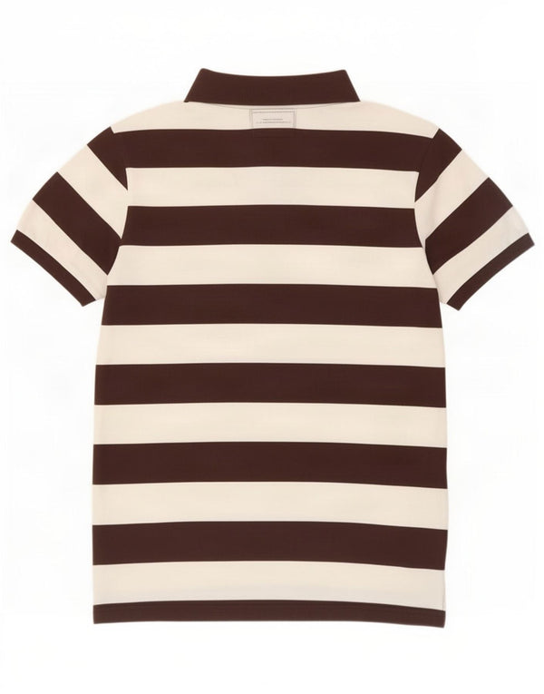 Polo da uomo Muscle Abercrombie & Fitch XL in cotone a righe marroni