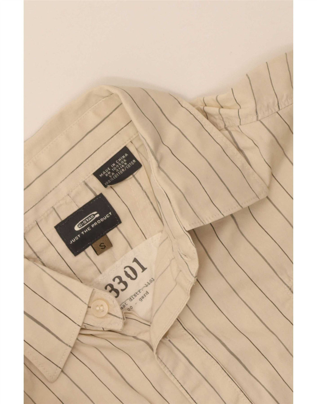 Camicia grafica da uomo G-Star piccola in cotone gessato beige