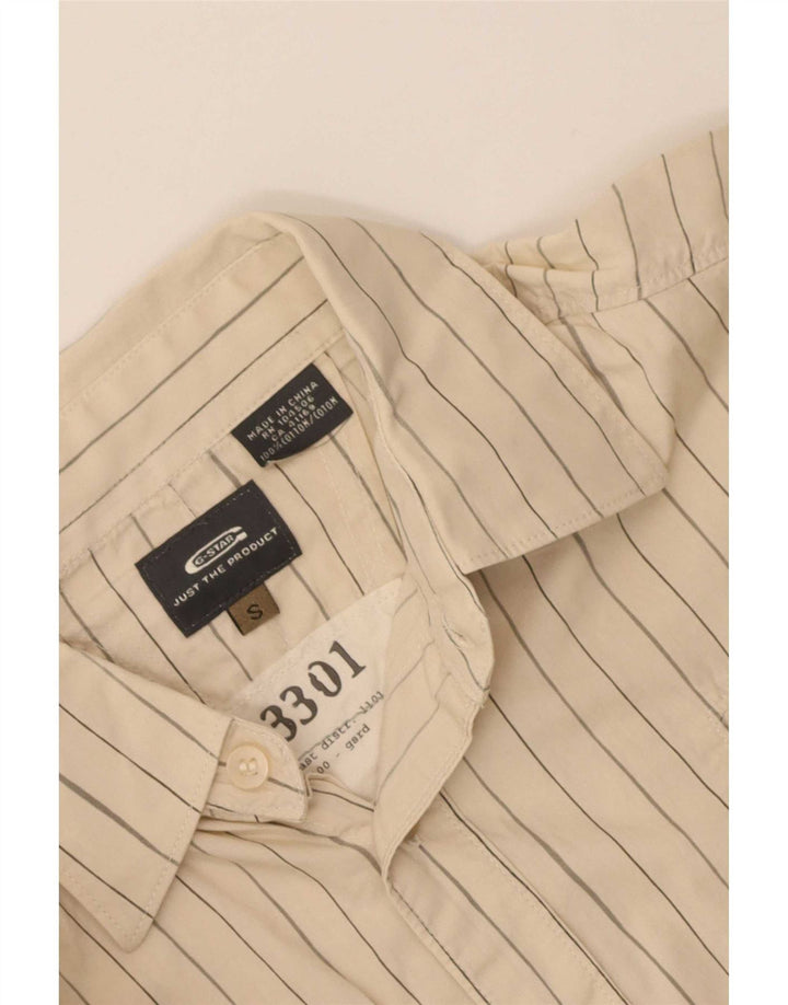 Camicia grafica da uomo G-Star piccola in cotone gessato beige