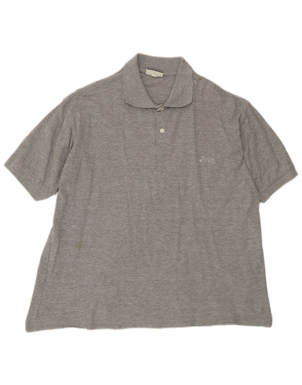 Polo ASICS da uomo grande in cotone screziato grigio