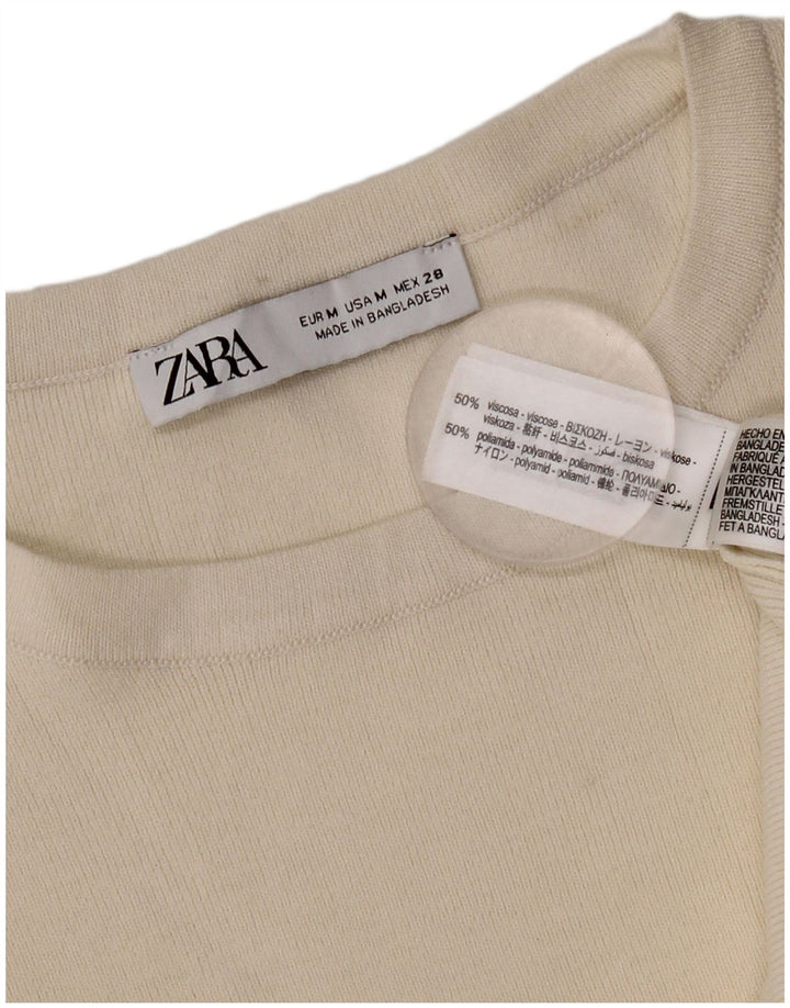 T-shirt oversize da donna Zara Top UK 14 viscosa bianco sporco medio