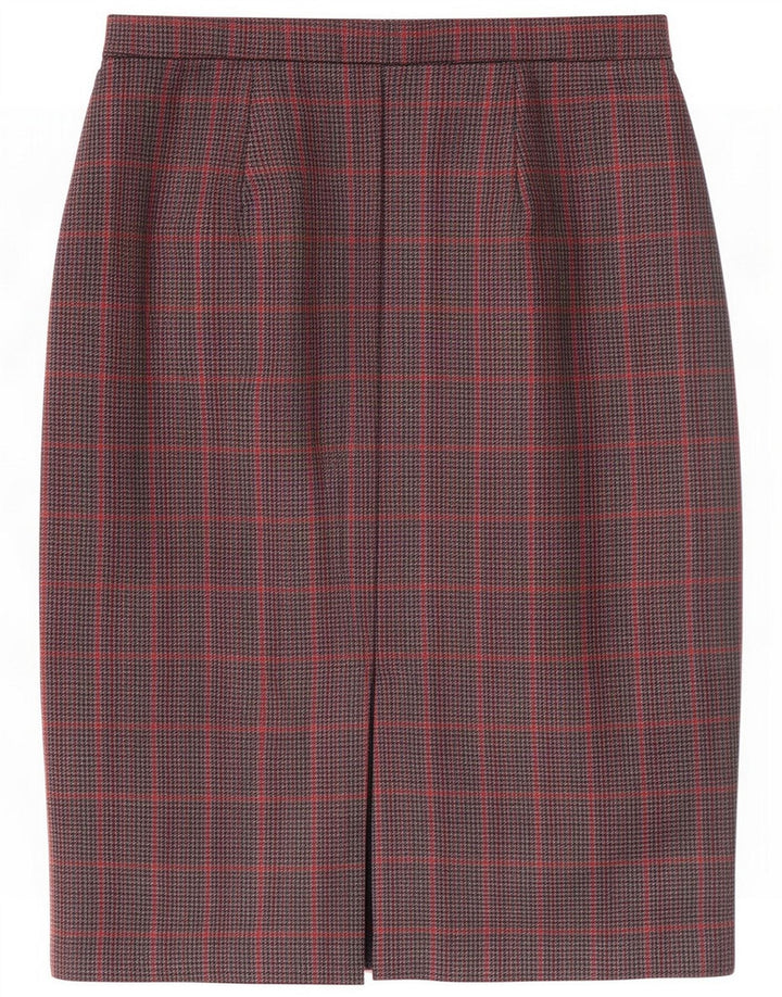 Gonna a tubino vintage da donna piccola W26 scozzese grigia