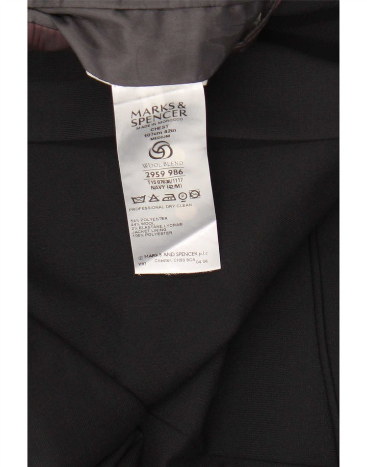 Marks & Spencer Giacca blazer a 3 bottoni da uomo UK 42 Large Blu Navy Poliestere