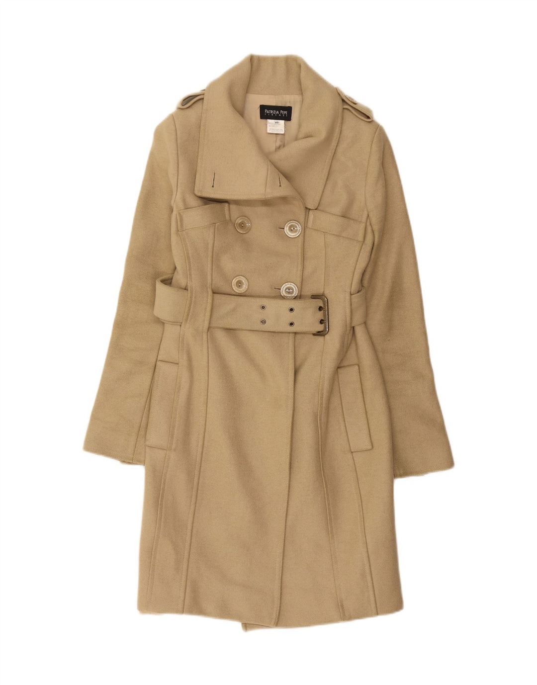 Cappotto Doppiopetto Militare Donna Patrizia Pepe IT 40 Small Beige Lana