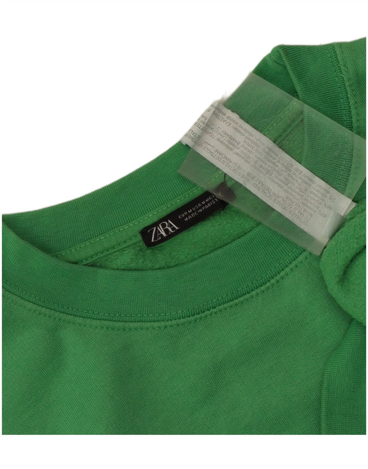 Felpa corta da donna Zara UK 14 poliestere verde medio