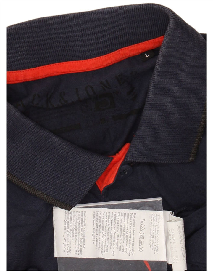 JACK & JONES Polo da uomo grande in cotone blu navy