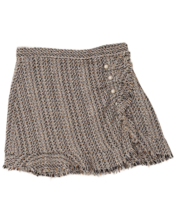 Gonna a trapezio da donna Zara grande W30 in cotone chiazzato grigio