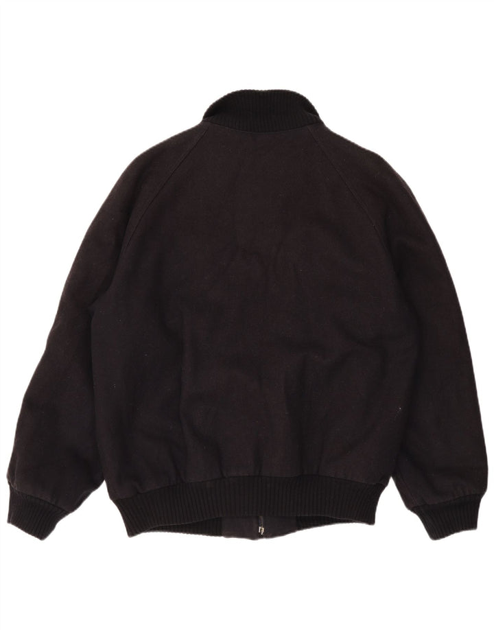 Giacca a vento bomber da uomo vintage IT 52 XL lana nera