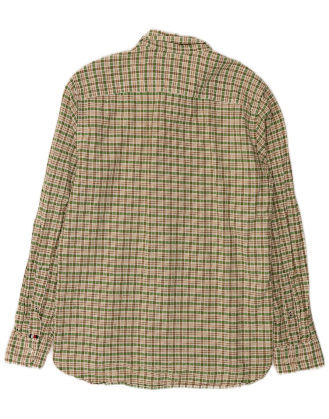 Tommy Hilfiger Camicia da uomo in flanella di cotone a quadri verde medio