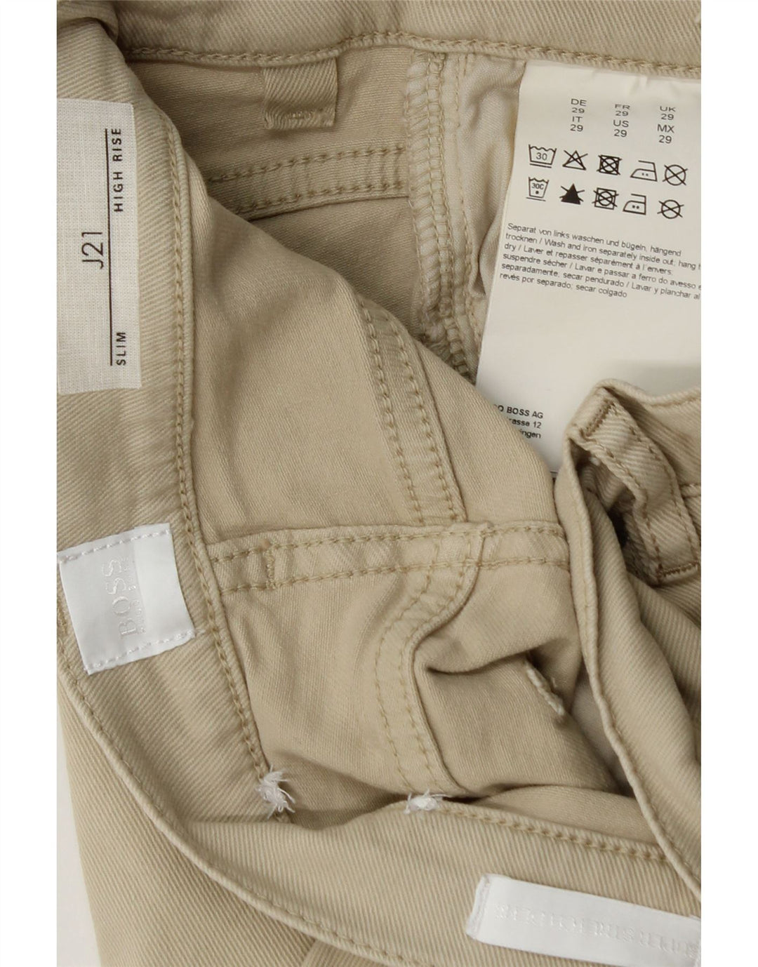 Jeans slim a vita alta HUGO BOSS da donna W29 L28 cotone verde