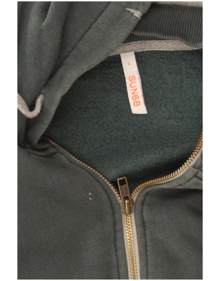 Maglione con cappuccio e zip da uomo Sun68 grande cotone verde