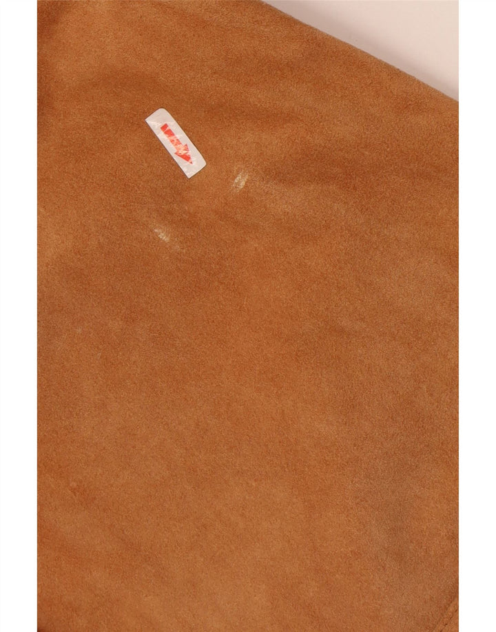 Giacca blazer vintage oversize da donna in pelle scamosciata a 4 bottoni IT 44 Marrone medio