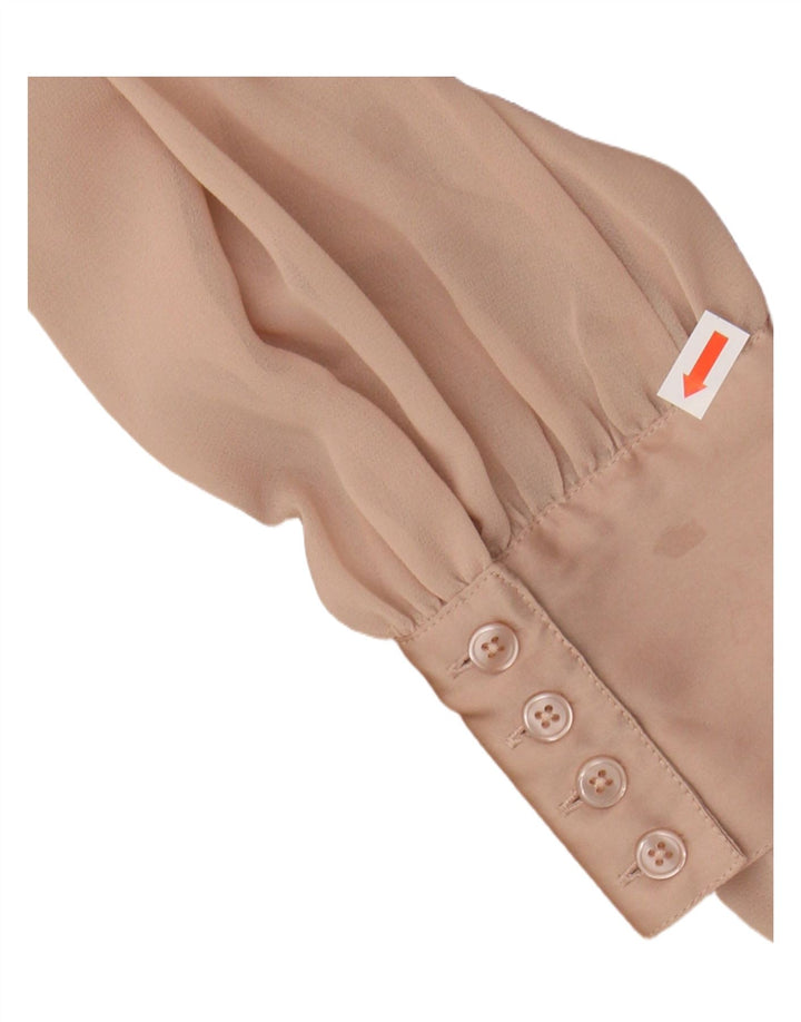 Camicetta da donna con volant sul davanti Viyella UK 10 piccola in poliestere beige