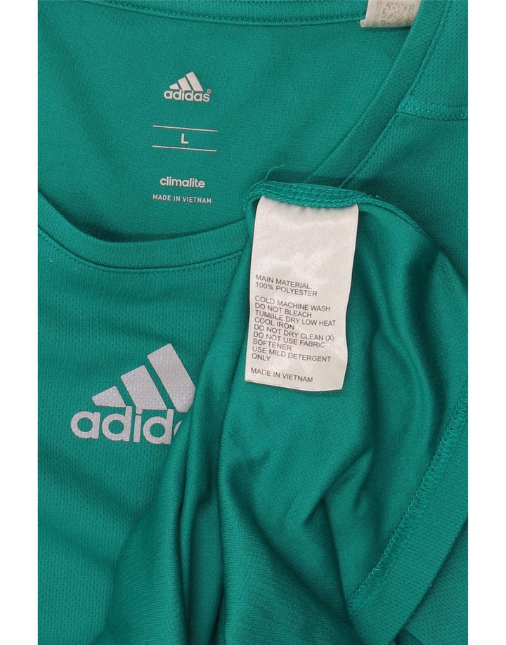 Adidas Uomo Climalite T-shirt Top Large Turchese Poliestere