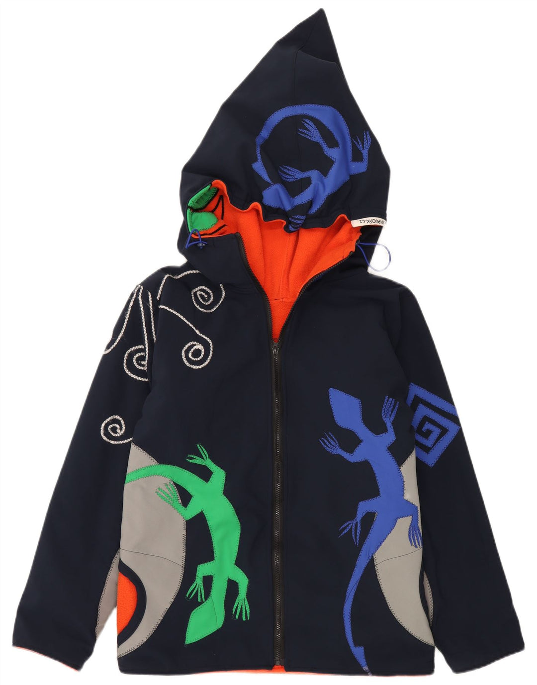 Giacca a vento grafica da donna vintage UK 16 grande blu navy