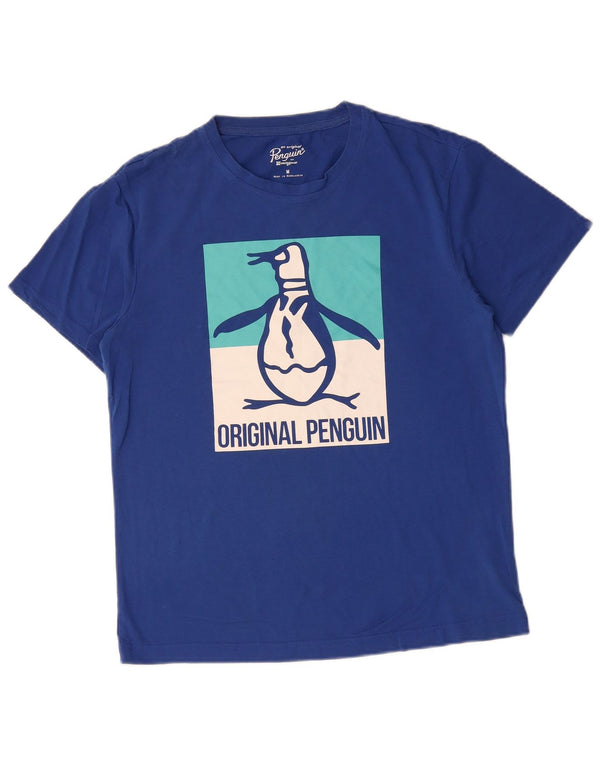 PENGUIN T-shirt grafica da uomo Top in cotone blu medio