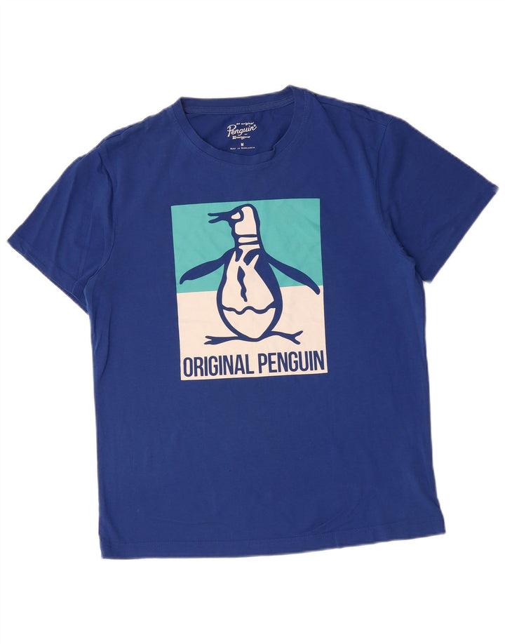 PENGUIN T-shirt grafica da uomo Top in cotone blu medio