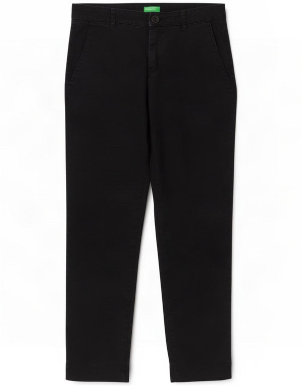 Benetton Pantaloni chino regolari da donna UK 8 Small W27 L26 Blu navy Cotone