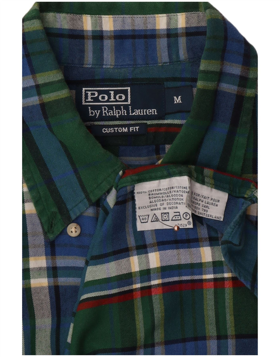 POLO RALPH LAUREN Camicia da uomo in flanella su misura in cotone a quadri verde medio