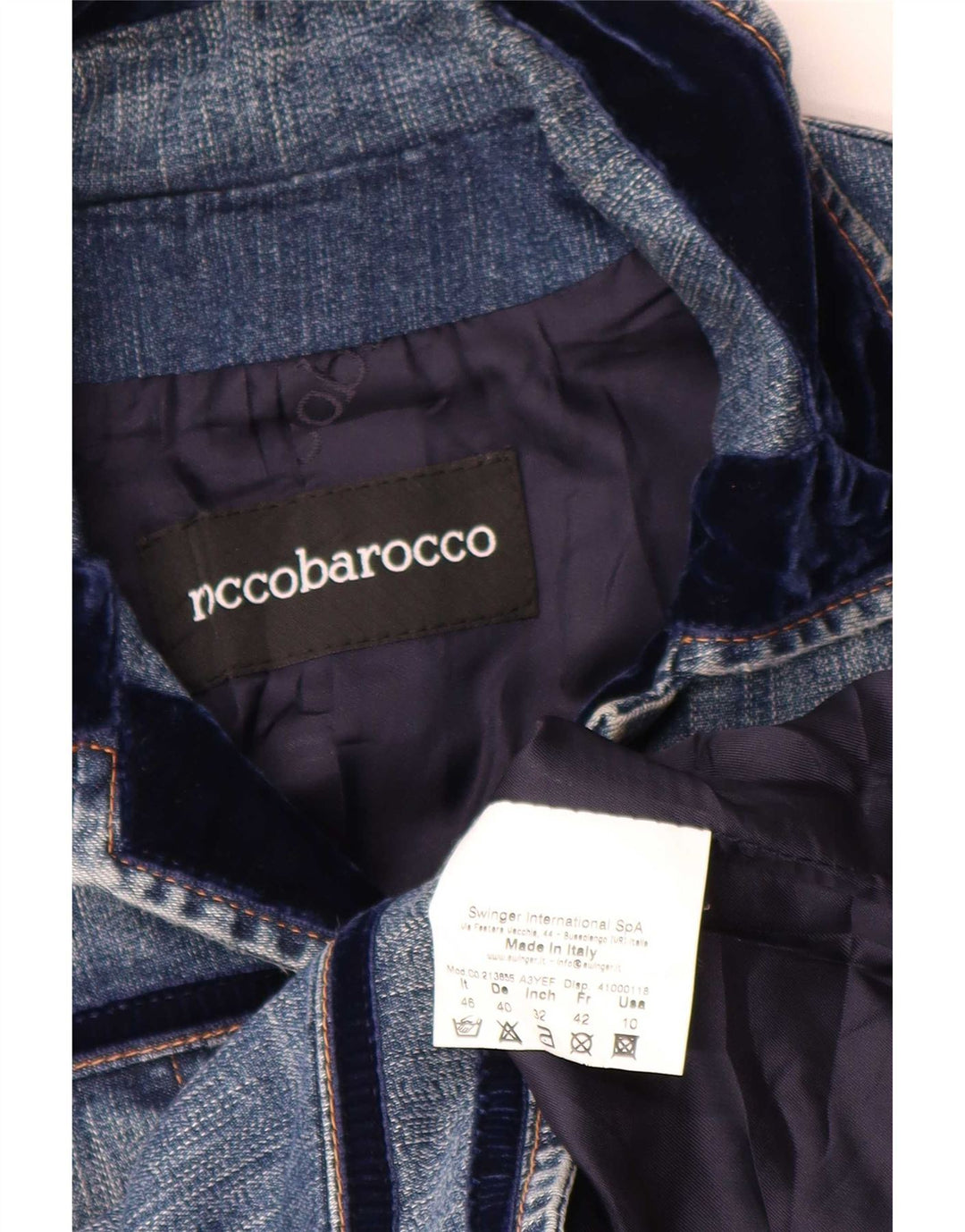 Giacca Jeans Donna Roccobarocco IT 46 Large Blu Cotone