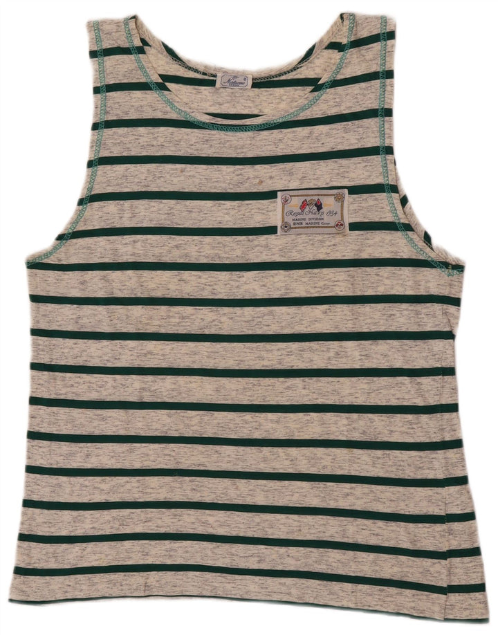 Canotta vintage da uomo a righe grigio medio