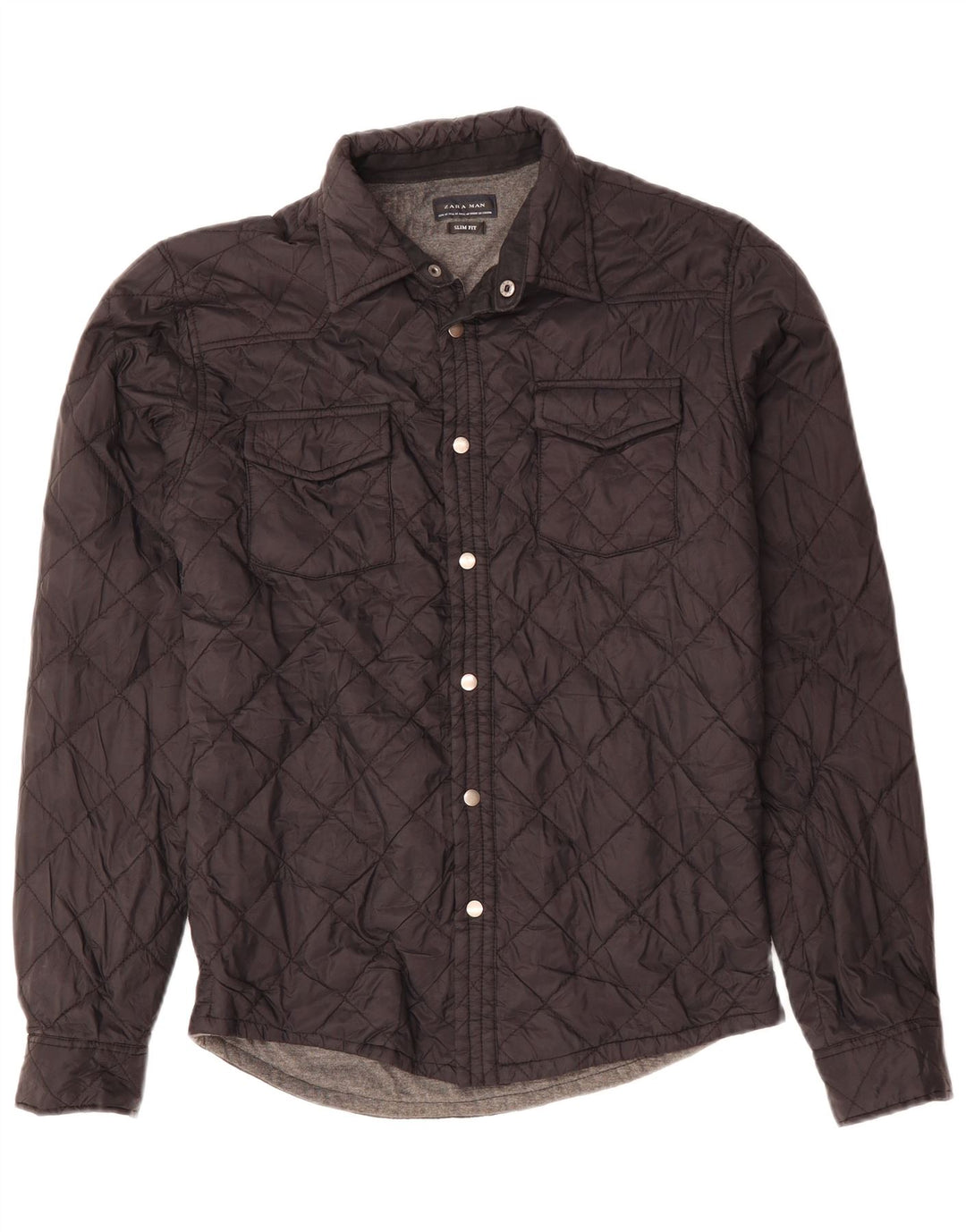 Camicia trapuntata da uomo slim fit ZARA in poliestere nero medio