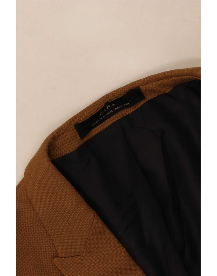 Giacca blazer da uomo a 1 bottone Zara EU 52 grande marrone