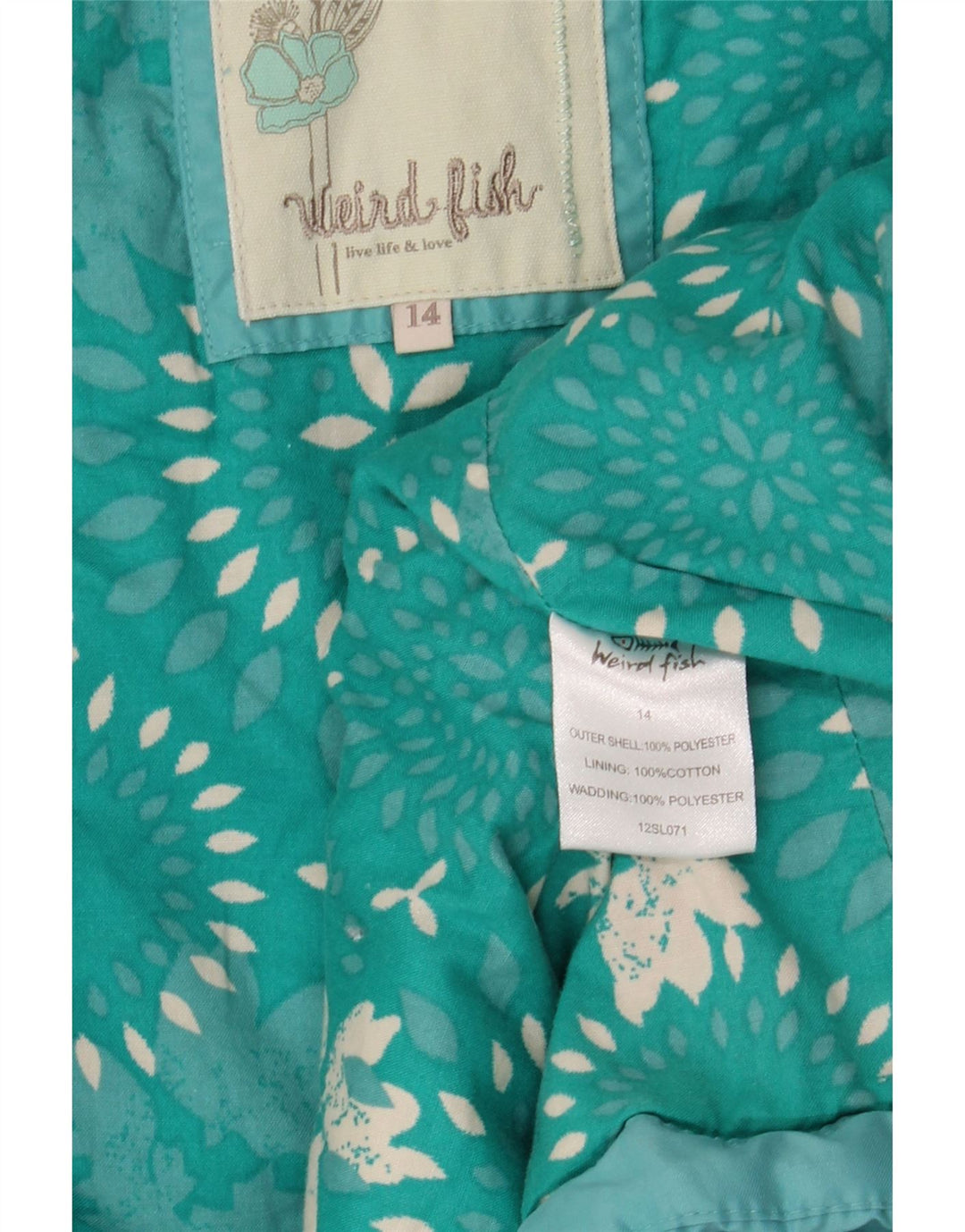 WEIRD FISH Gilet imbottito da donna UK 14 Large Turchese Poliestere