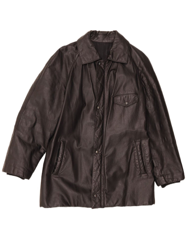 Giacca in pelle vintage da uomo IT 48 media nera