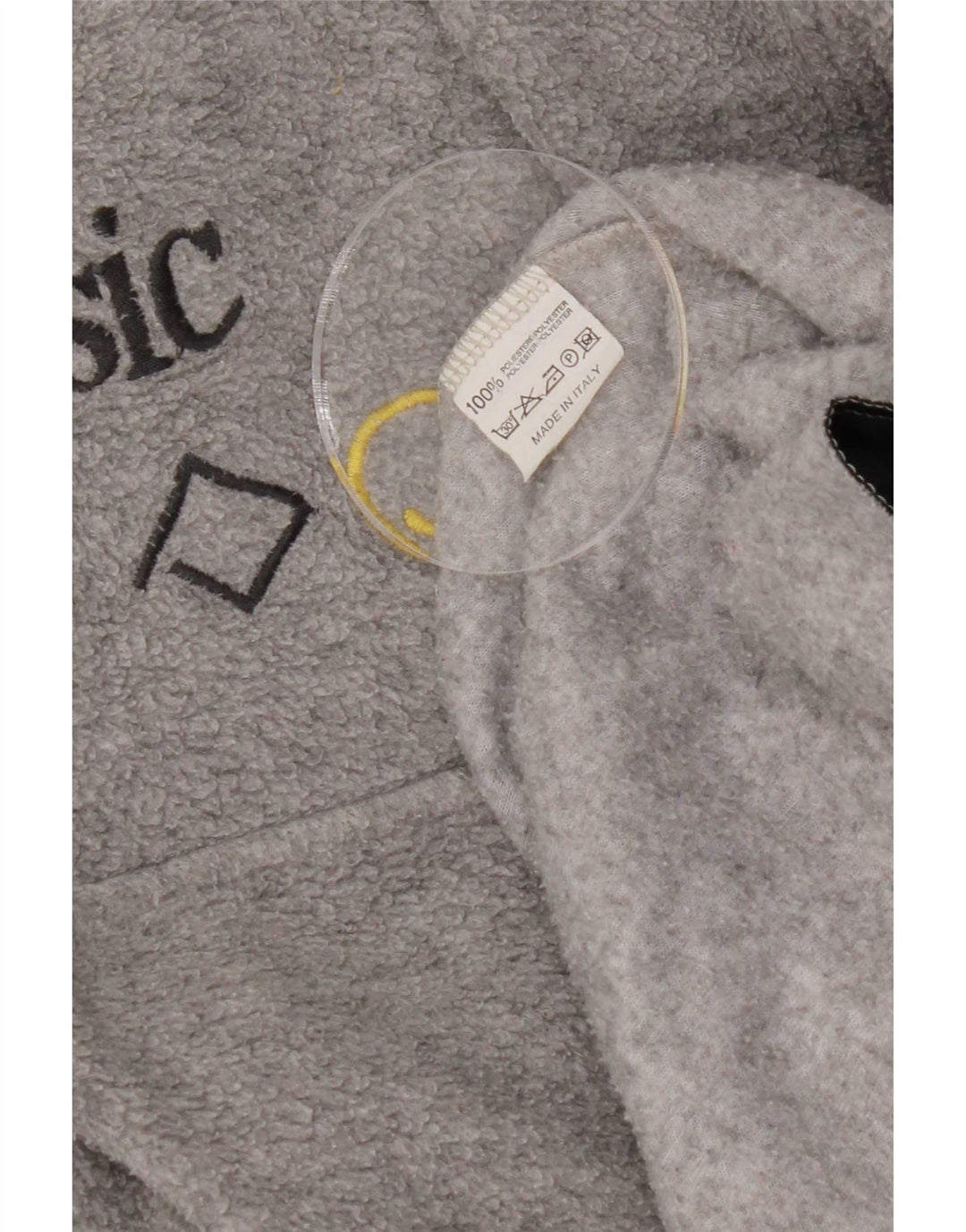 Maglione basic in pile da uomo con zip e collo, grande, in poliestere geometrico grigio