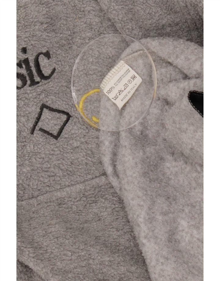 Maglione basic in pile da uomo con zip e collo, grande, in poliestere geometrico grigio