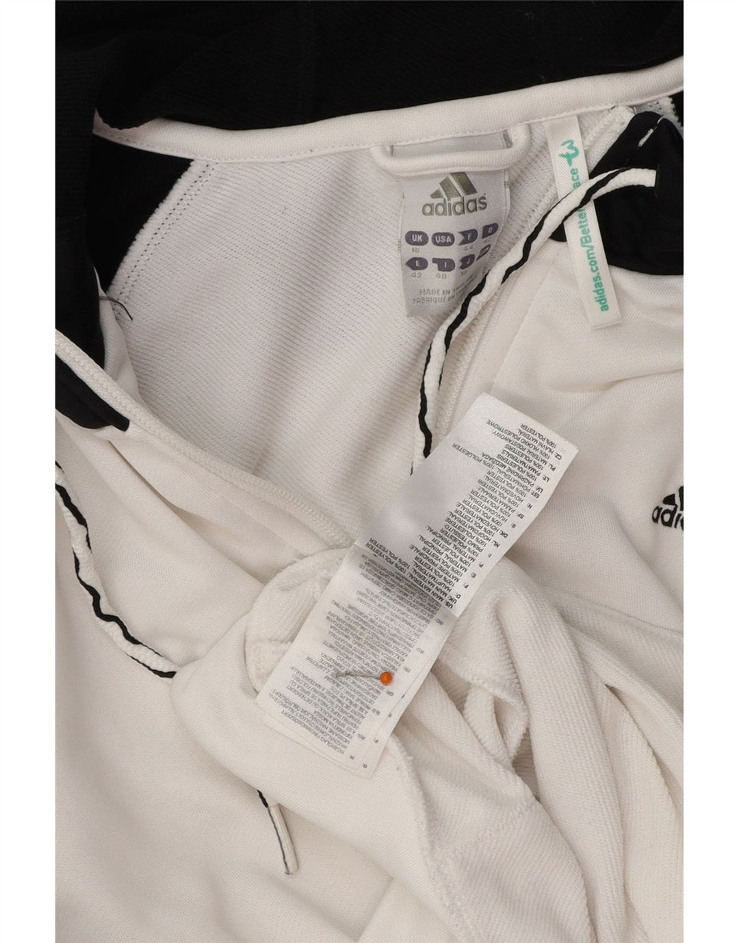 Maglione con cappuccio e zip da donna ADIDAS UK 16 Large Bianco Colourblock Poliestere