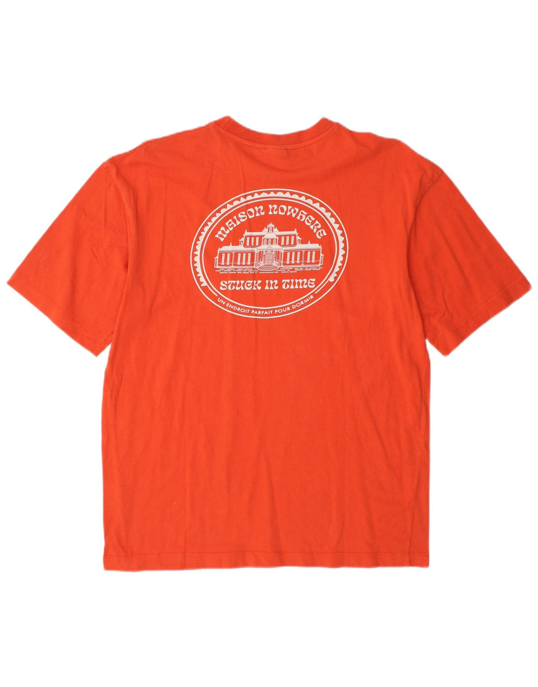 ZARA Mens Graphic T-Shirt Top Small Orange Cotton
