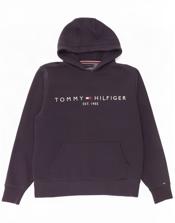 Maglione con cappuccio grafico da donna Tommy Hilfiger UK 14 cotone blu navy medio