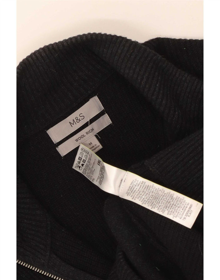 Maglione cardigan da uomo Marks & Spencer in lana nera media