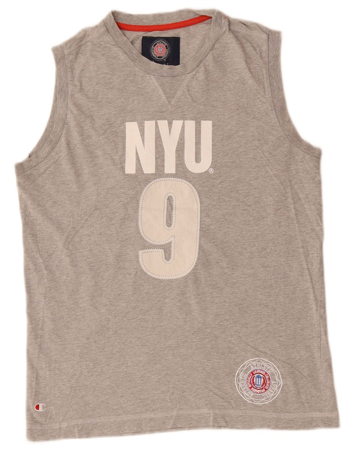 CHAMPION Canotta grafica da uomo della New York University piccola in cotone grigio