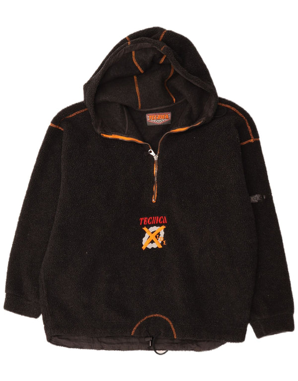 Maglione in pile con cappuccio grafico da uomo Tecnica XL Nero