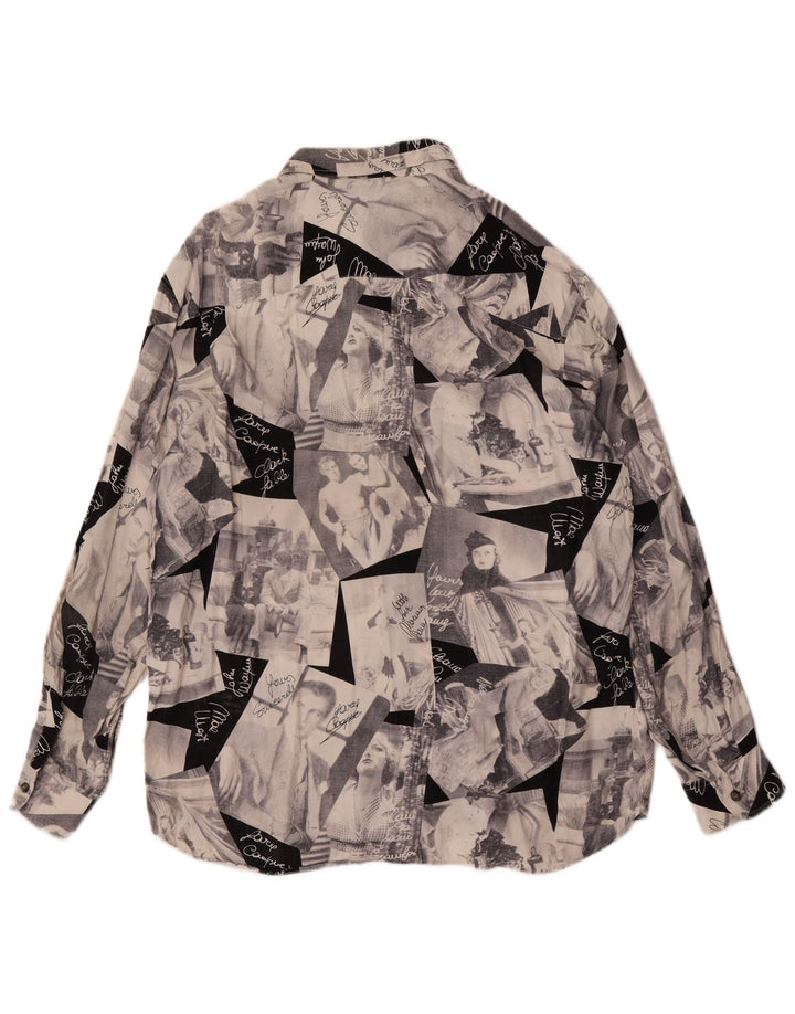 Camicia grafica da uomo vintage XL patchwork grigio