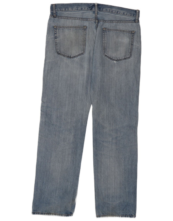 Marks & Spencer Mens Distressed Regular Straight Jeans W36 L31 Blue Cotton